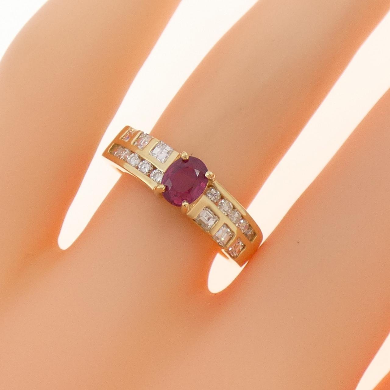 K18YG ルビー リング 0.55CT
