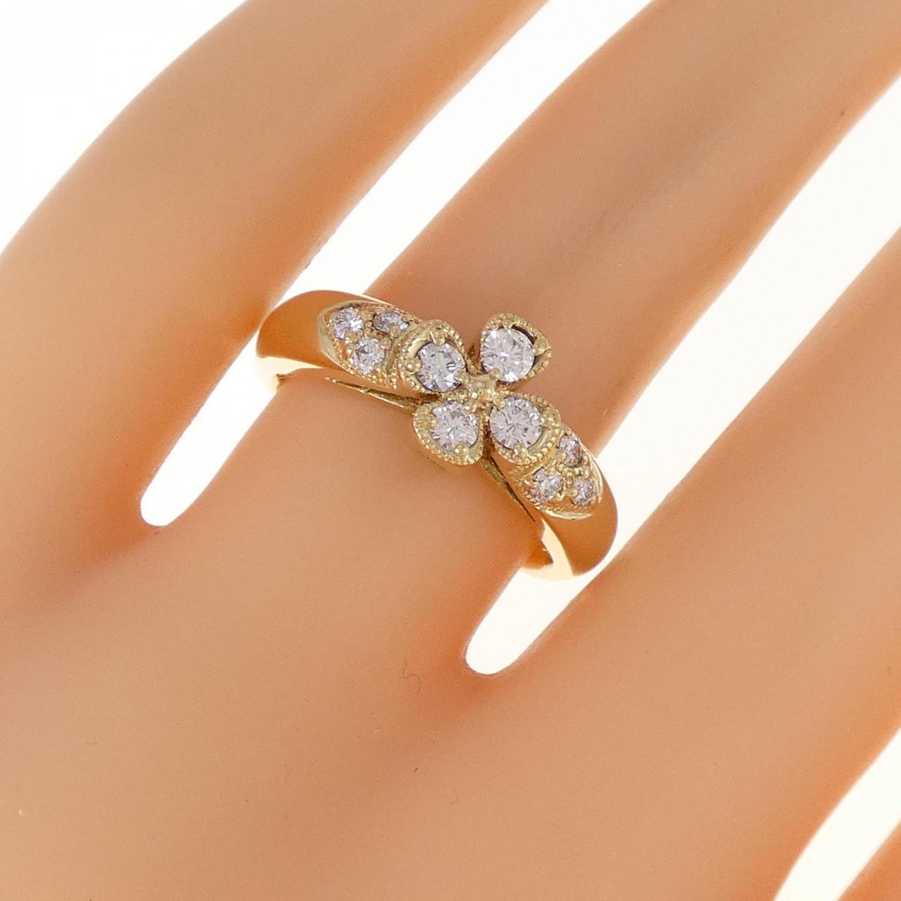 K18YG クローバー ダイヤモンド リング 0.35CT