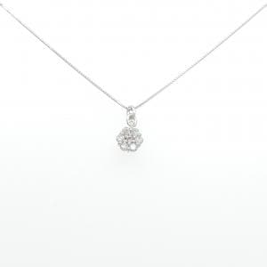 K18WG フラワー ダイヤモンド ネックレス 0.23CT