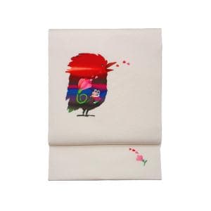 名古屋帯　塩瀬染帯　友禅加工