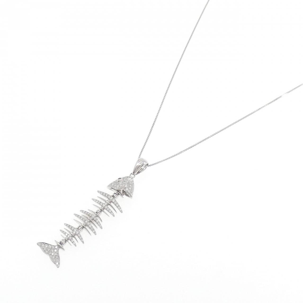18KWG/K18WG フィッシュ ガーネット ネックレス 0.018CT