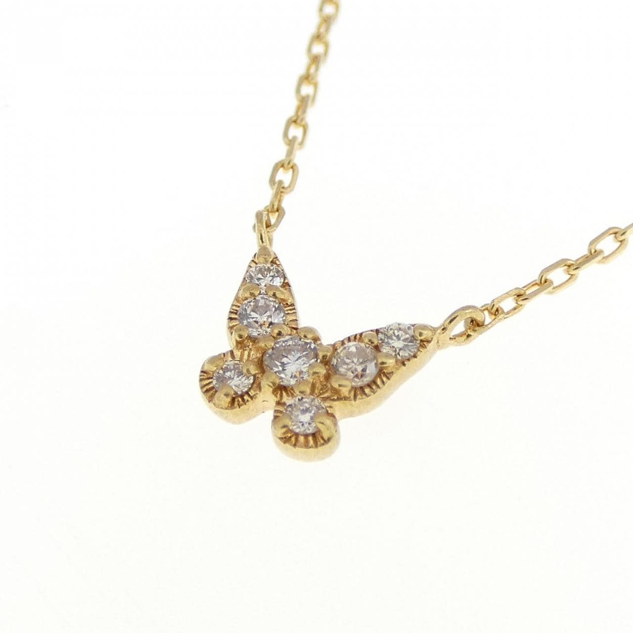 K18YG Butterfly Diamond Necklace 0.05CT