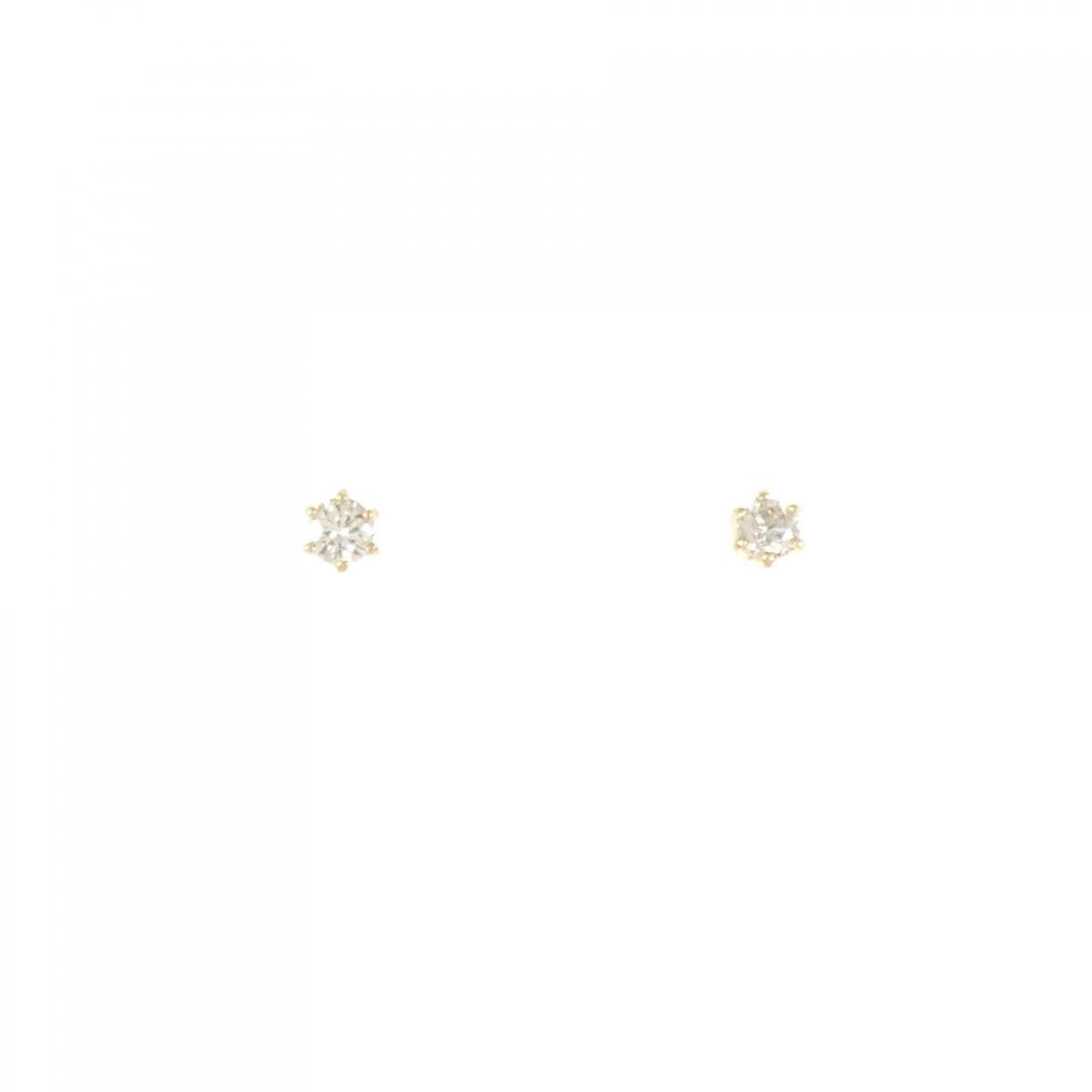 K18YG ソリティア ダイヤモンド ピアス 0.10CT