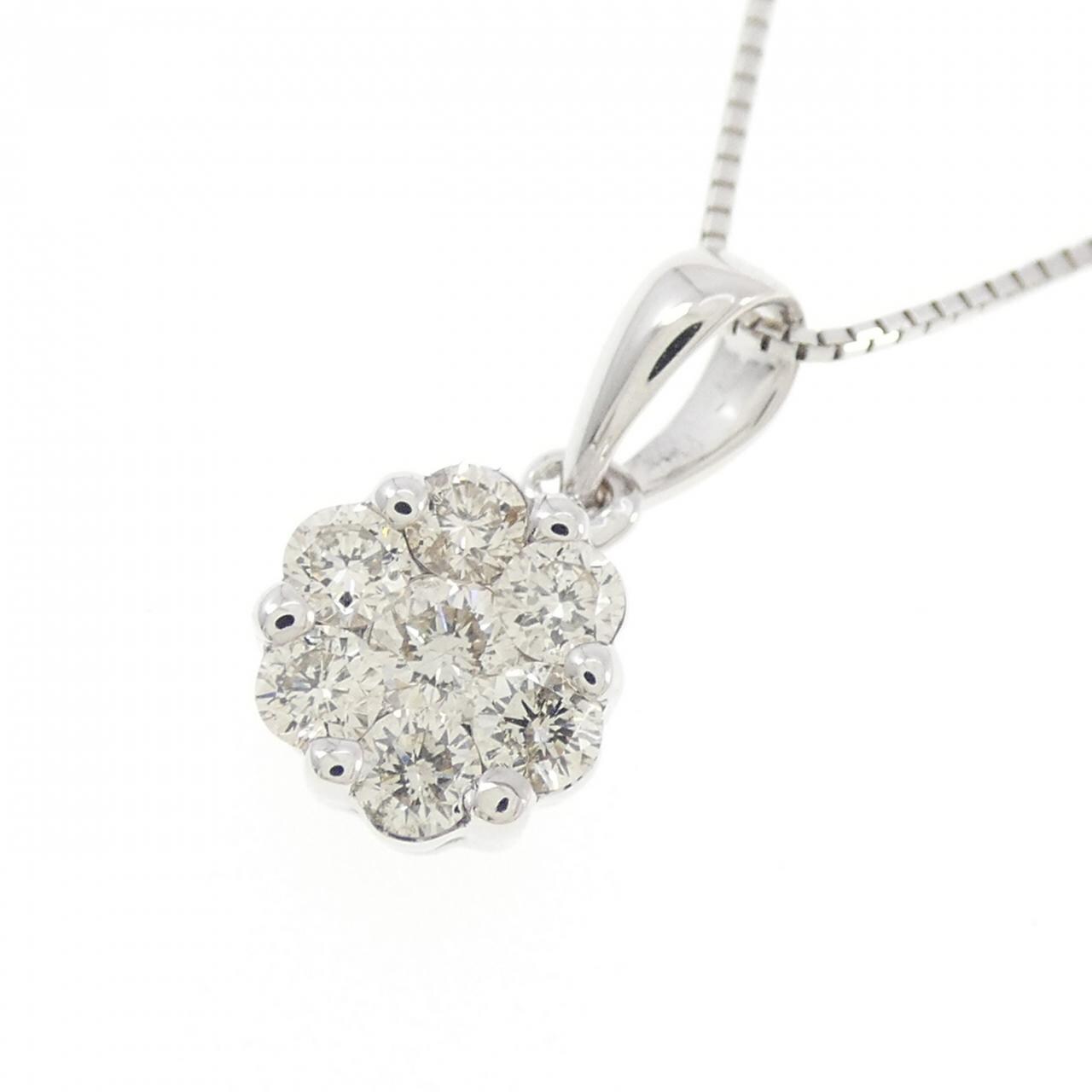 K18WG フラワー ダイヤモンド ネックレス 0.50CT