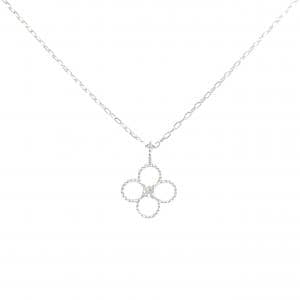 K18WG フラワー ダイヤモンド ネックレス 0.03CT