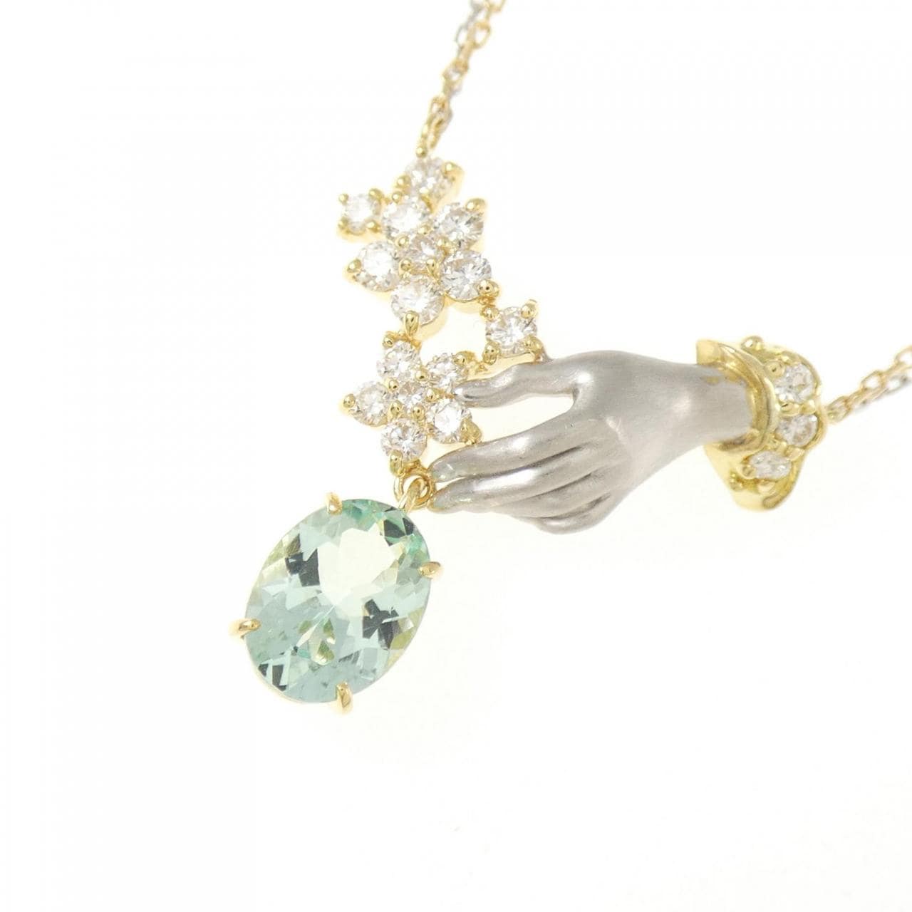 K18YG/PT900/K18WG ベリル ネックレス 1.01CT