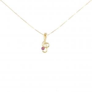 K18YG/18KTYG ト音記号 ルビー ネックレス