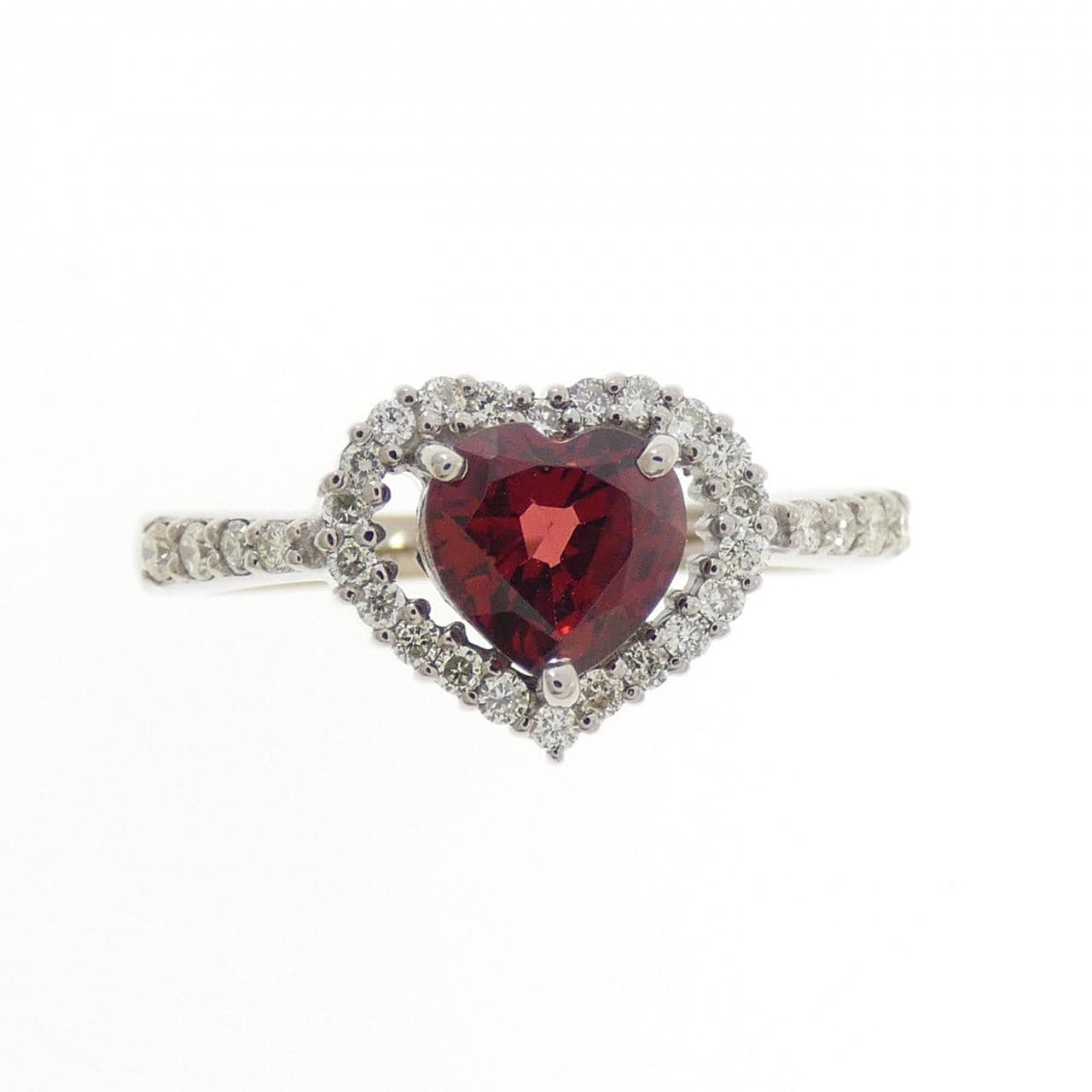 K18WG ハート ガーネット リング