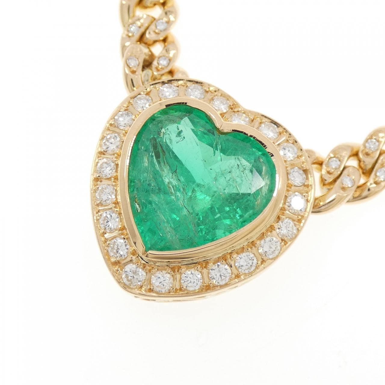 K18YG ハート エメラルド ネックレス 8.17CT