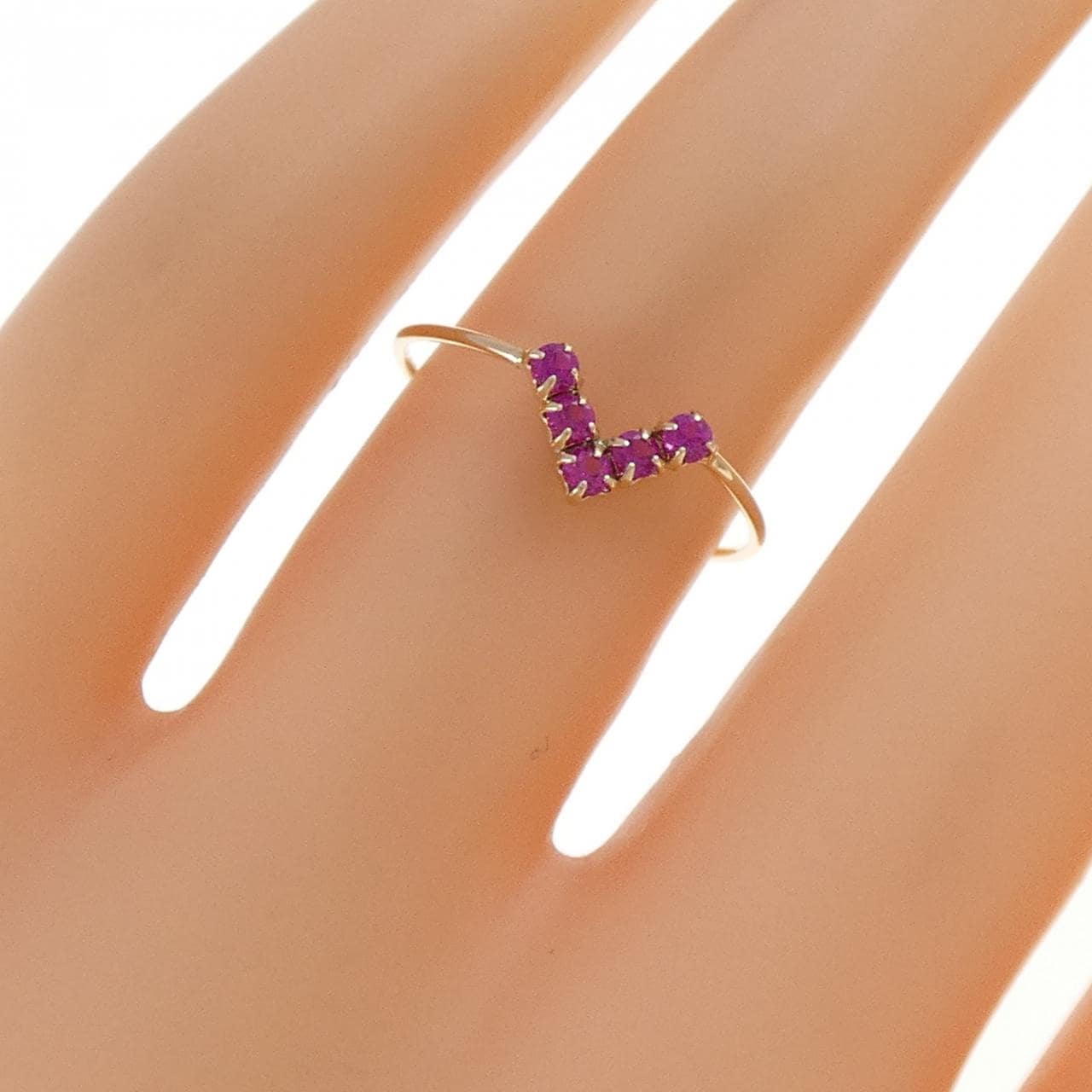 アガット 合成ルビー リング