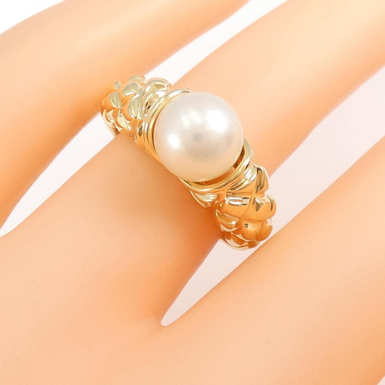 ティファニーK18YGリング パール 真珠 #8 付属品なし 750刻印指輪内側 