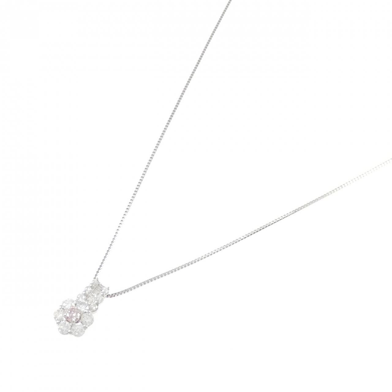 PT900/PT850 フラワー ピンクダイヤモンド ネックレス 0.09CT