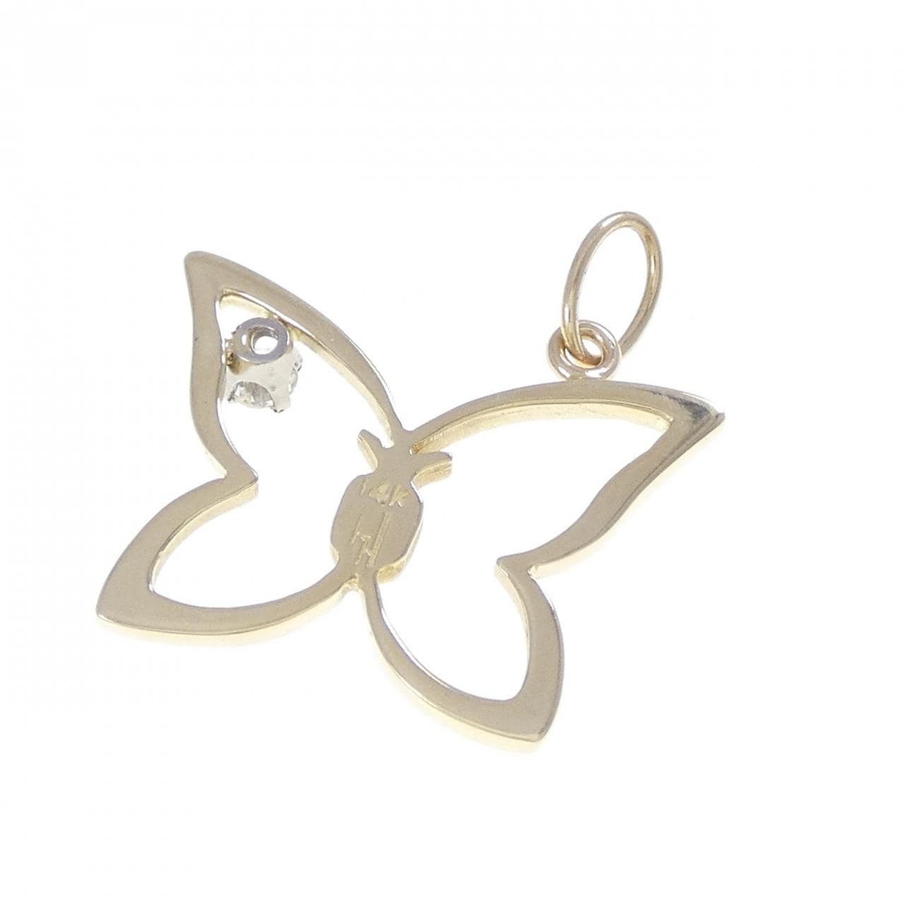 14KYG/14KWG バタフライ ダイヤモンド ペンダント