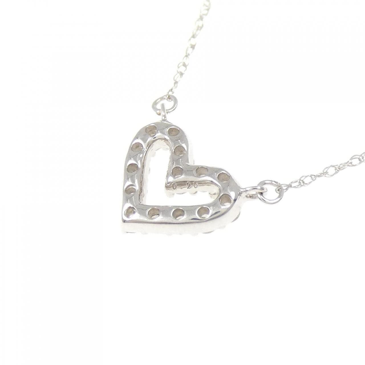 K18WG ハート ダイヤモンド ネックレス 0.20CT