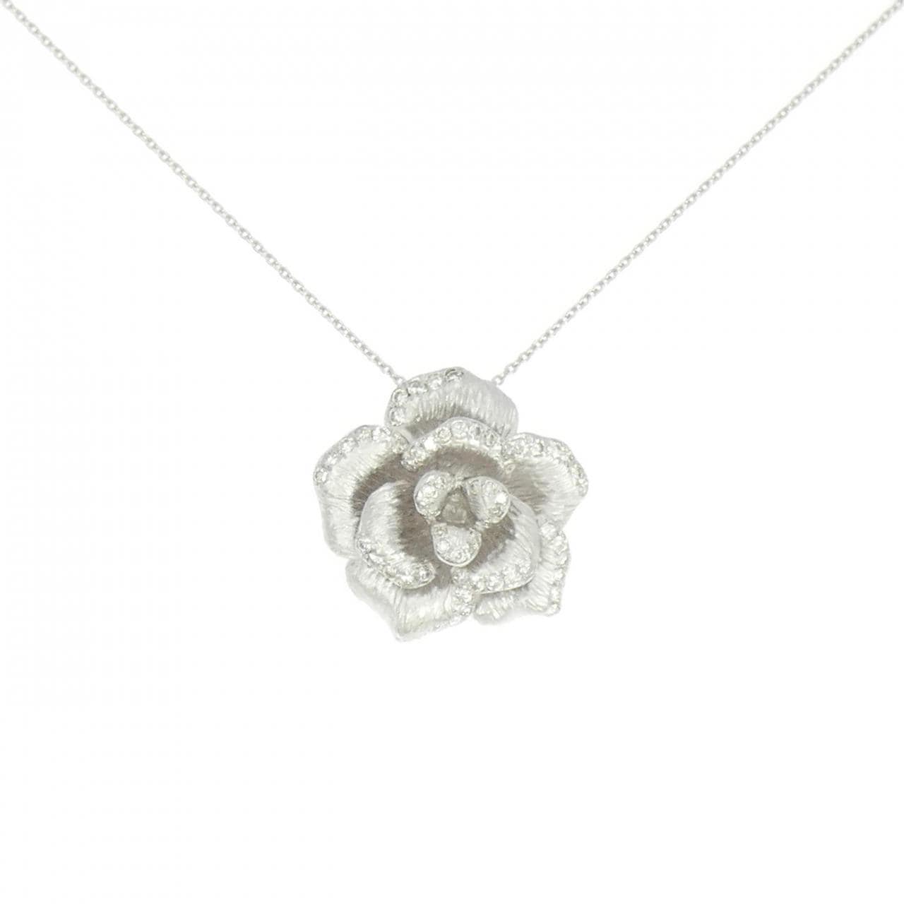 K18WG ローズ ダイヤモンド ネックレス 0.50CT