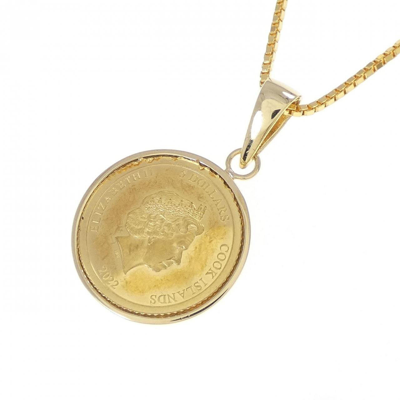 K18YG/K24YG(枠) コイン ネックレス