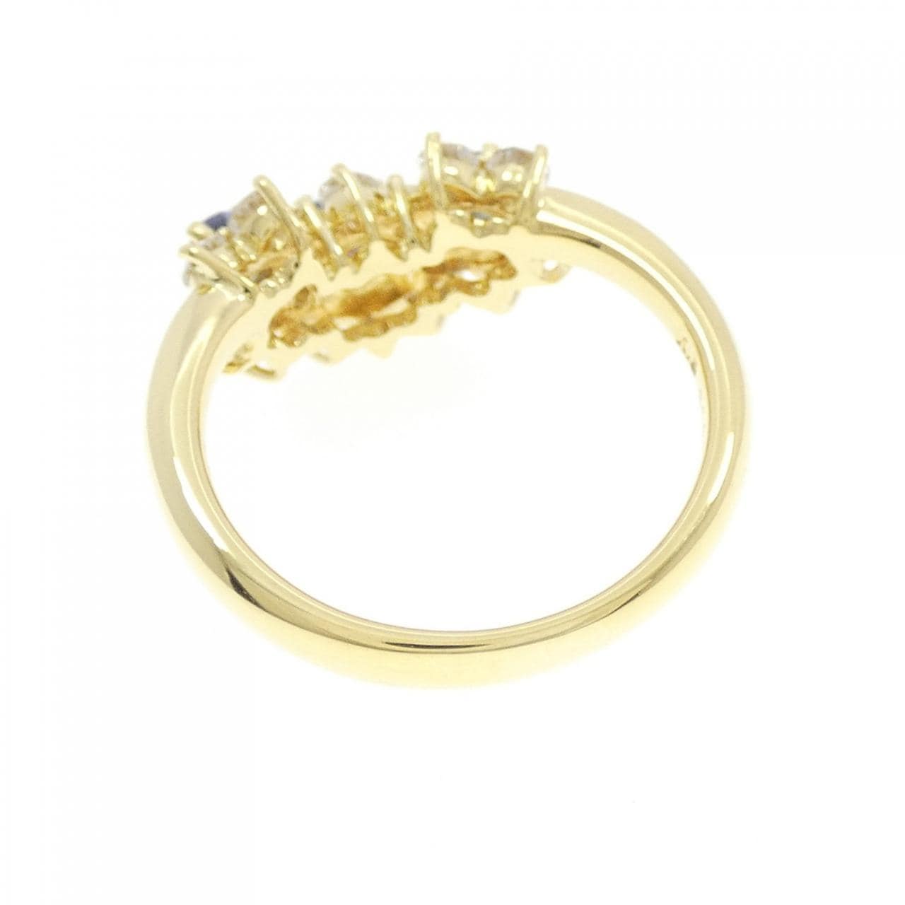 K18YG フラワー サファイヤ リング 0.37CT