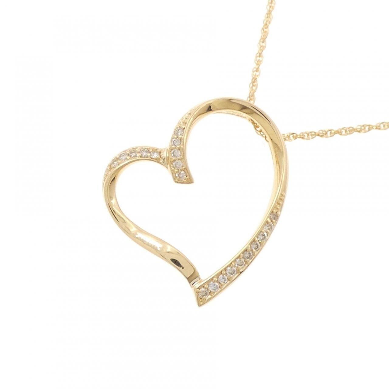 K18YG ハート ダイヤモンド ネックレス 0.13CT