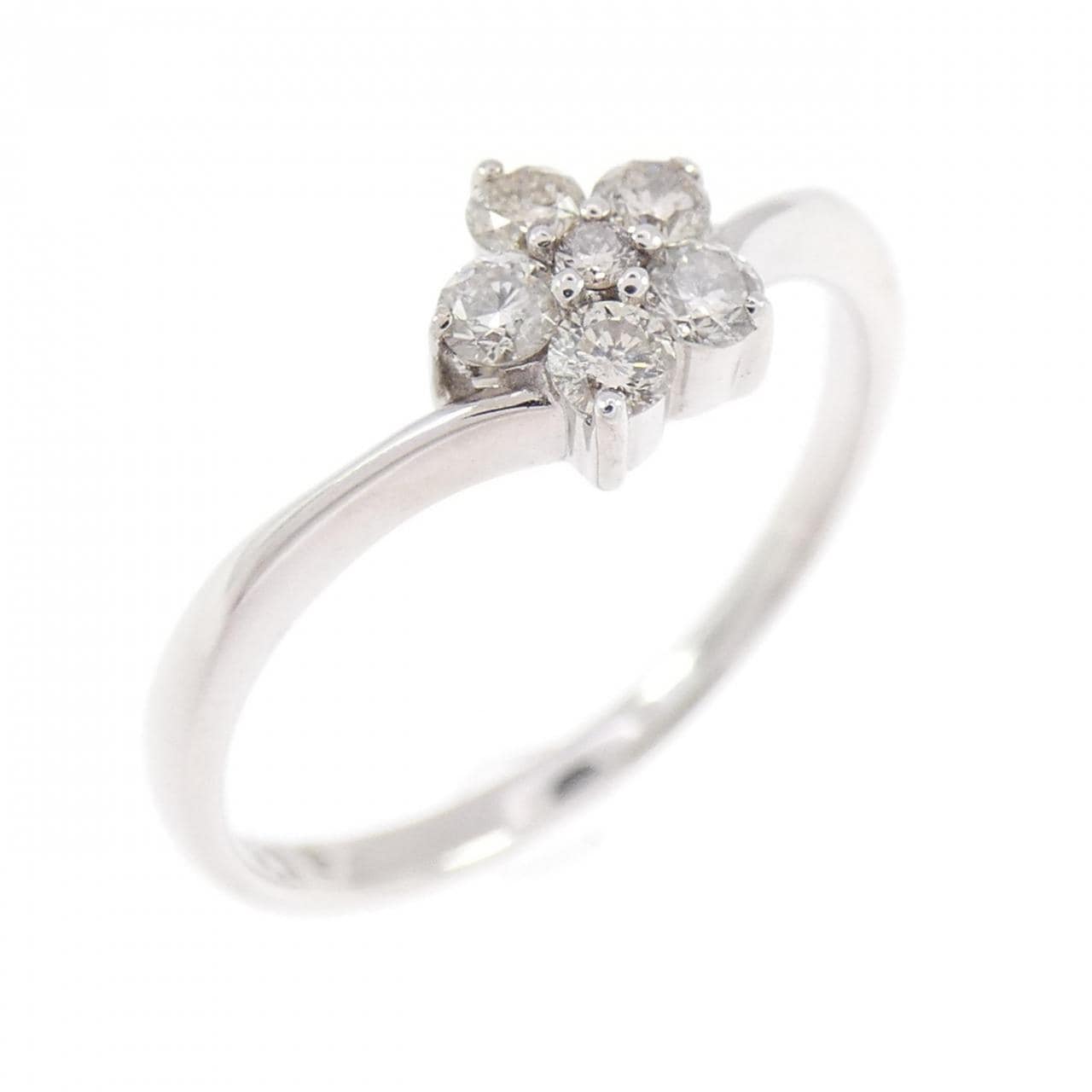 K14WG フラワー ダイヤモンド リング 0.16CT