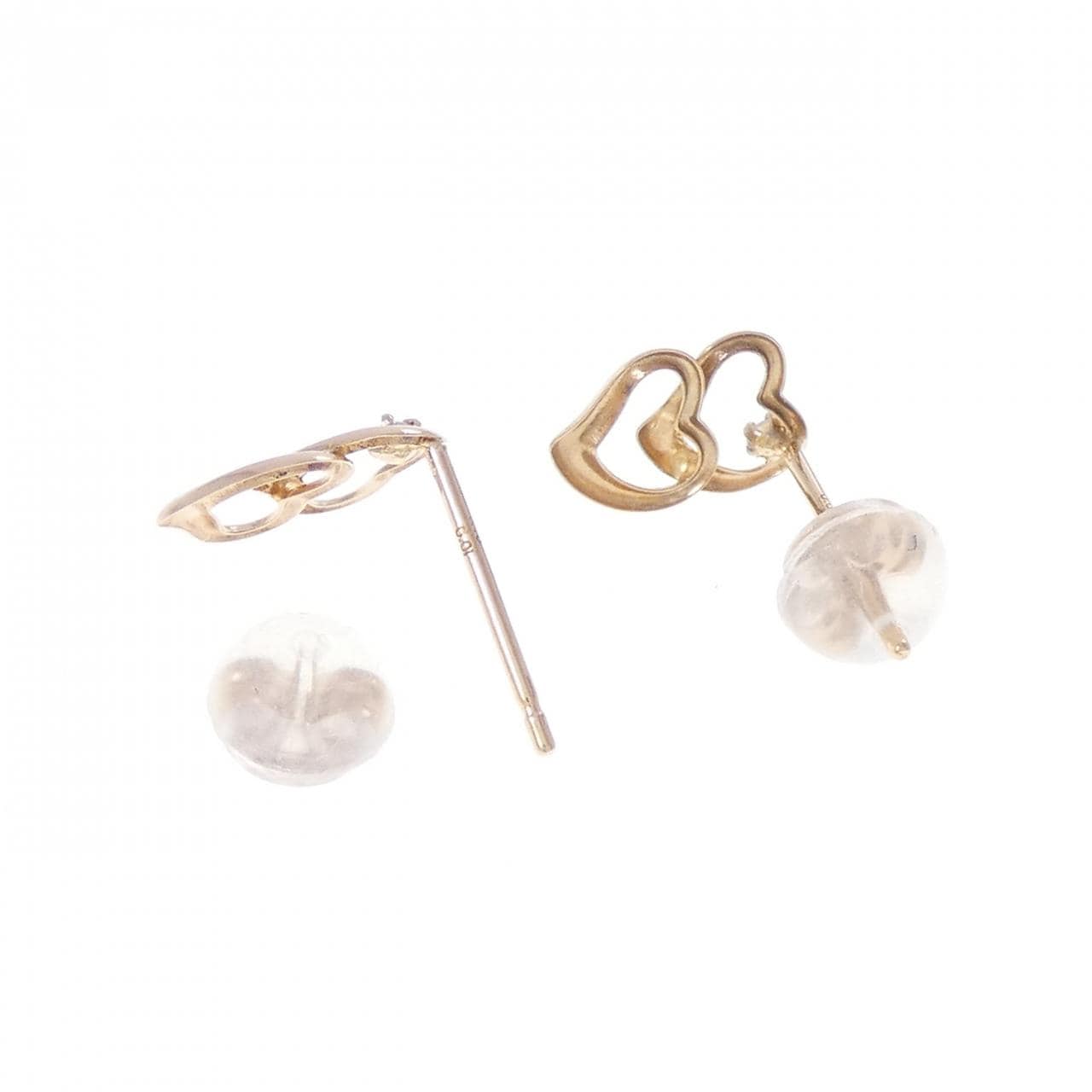 K18PG ハート ダイヤモンド ピアス 0.02CT