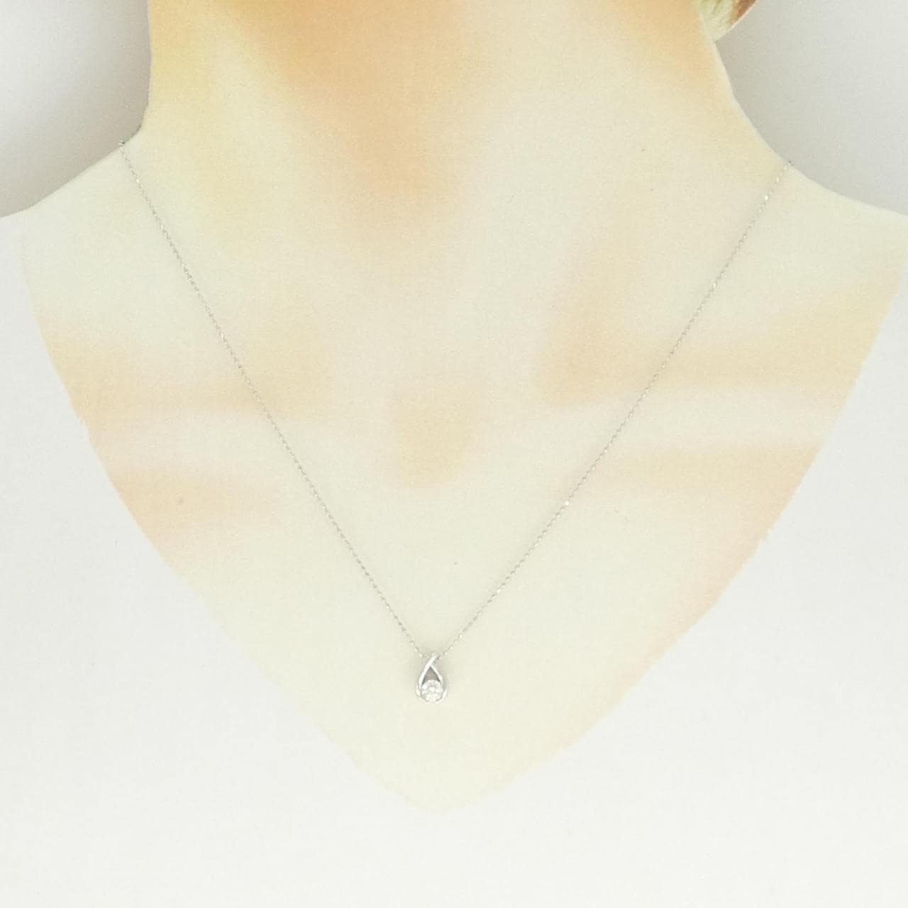 K18WG ソリティア ダイヤモンド ネックレス 0.216CT