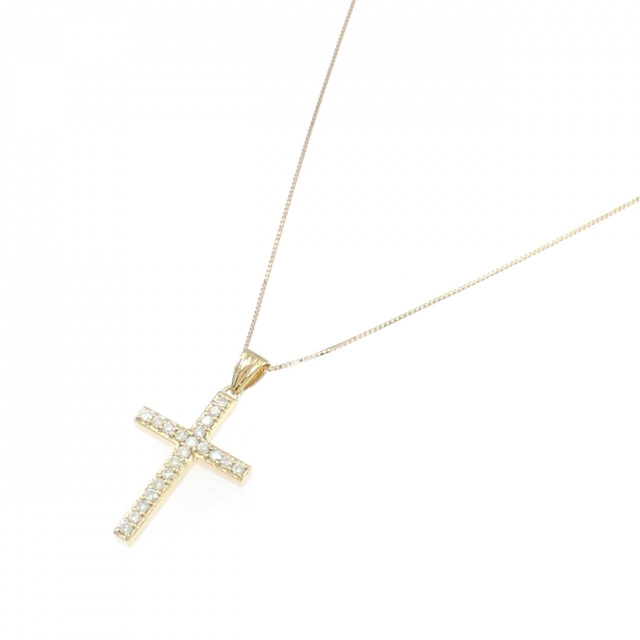 K18YG クロス ダイヤモンド ネックレス 0.45CT