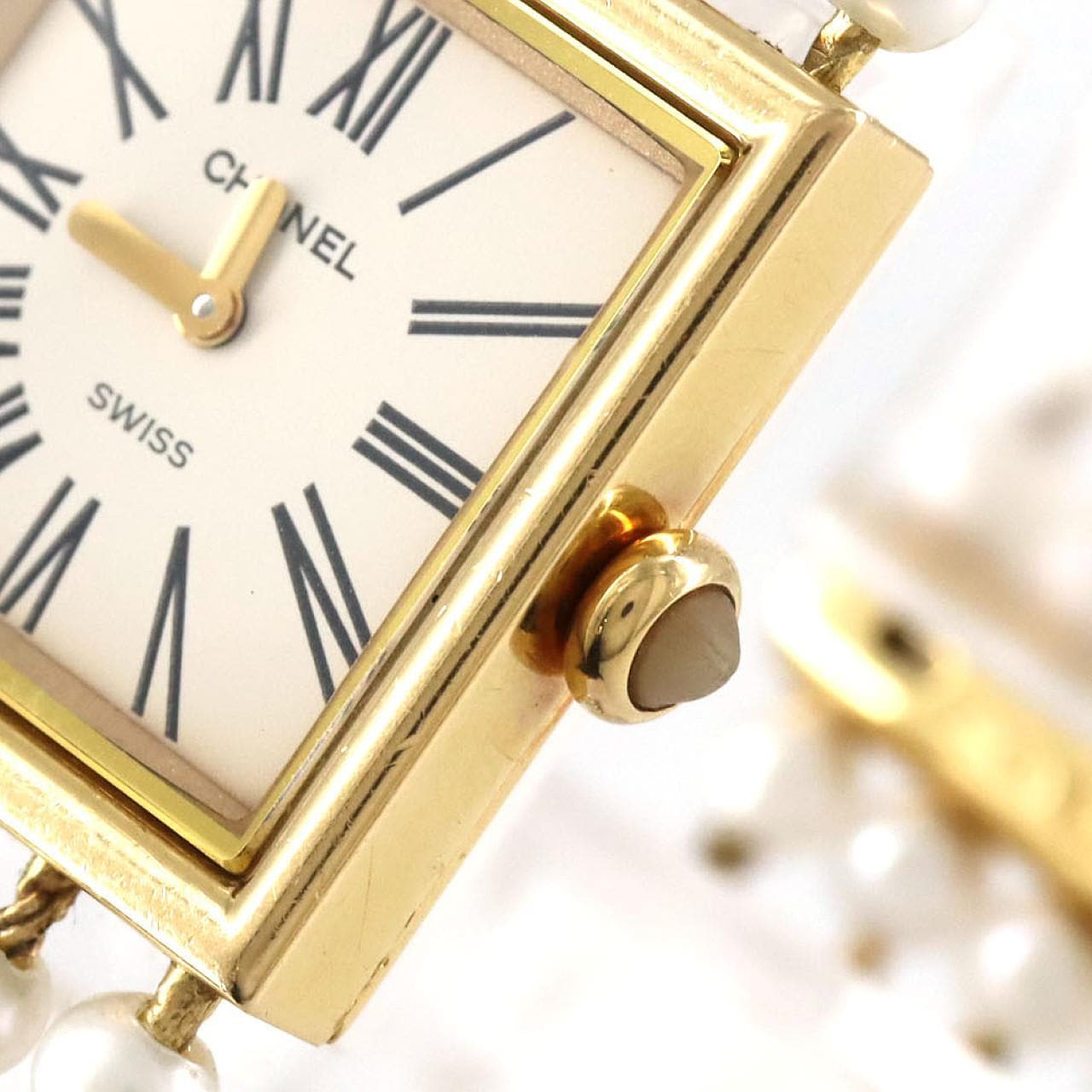 【ノーメンテナンス特価】シャネル マドモアゼル YG･パールブレス Lサイズ H0007 YG クォーツ