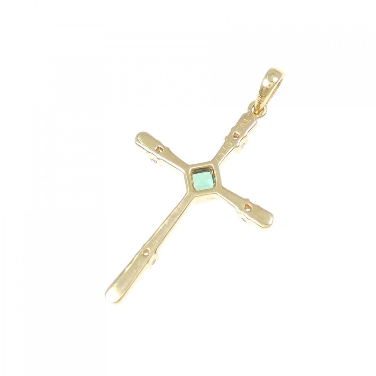 K18YG クロス エメラルド ペンダント 0.13CT