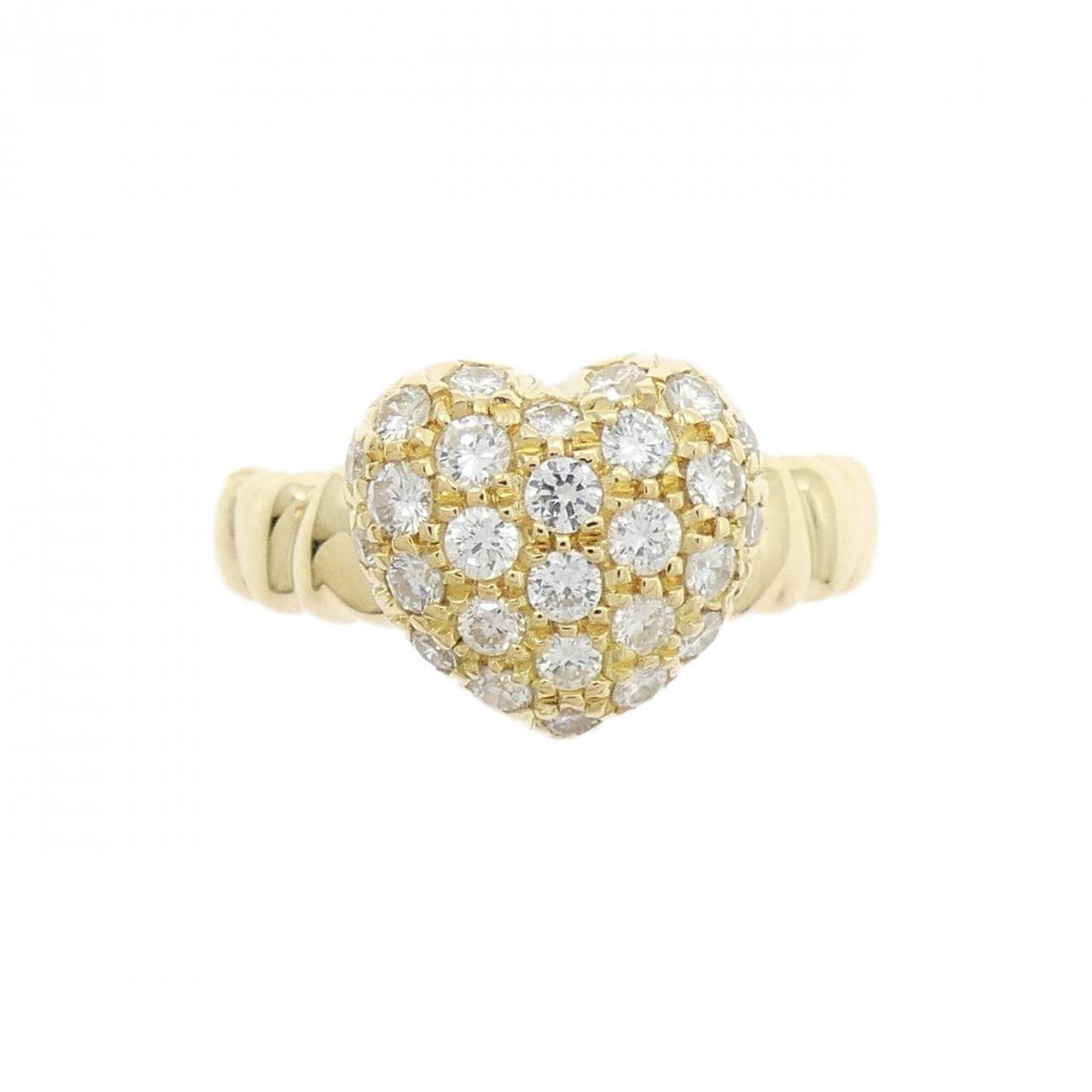K18YG ハート パヴェ ダイヤモンド リング 0.50CT
