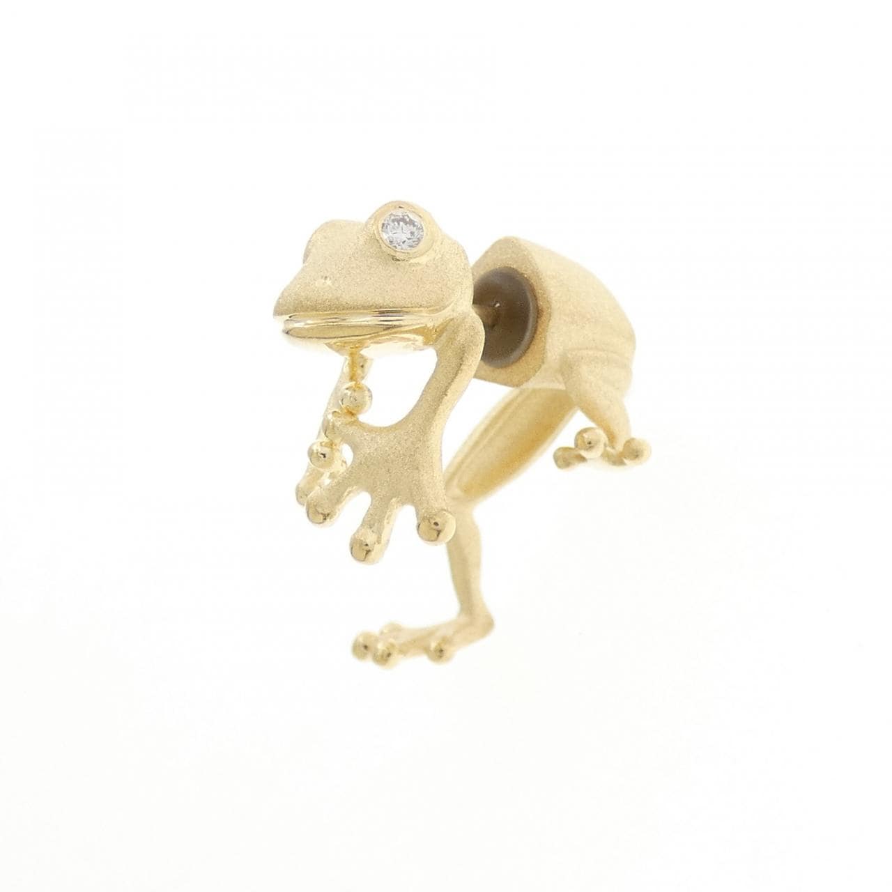 K18YG フロッグ ダイヤモンド ピアス 0.03CT 片耳