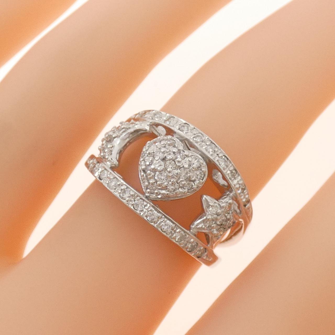 K14WG ハート×ムーン×スター ダイヤモンド リング 0.50CT