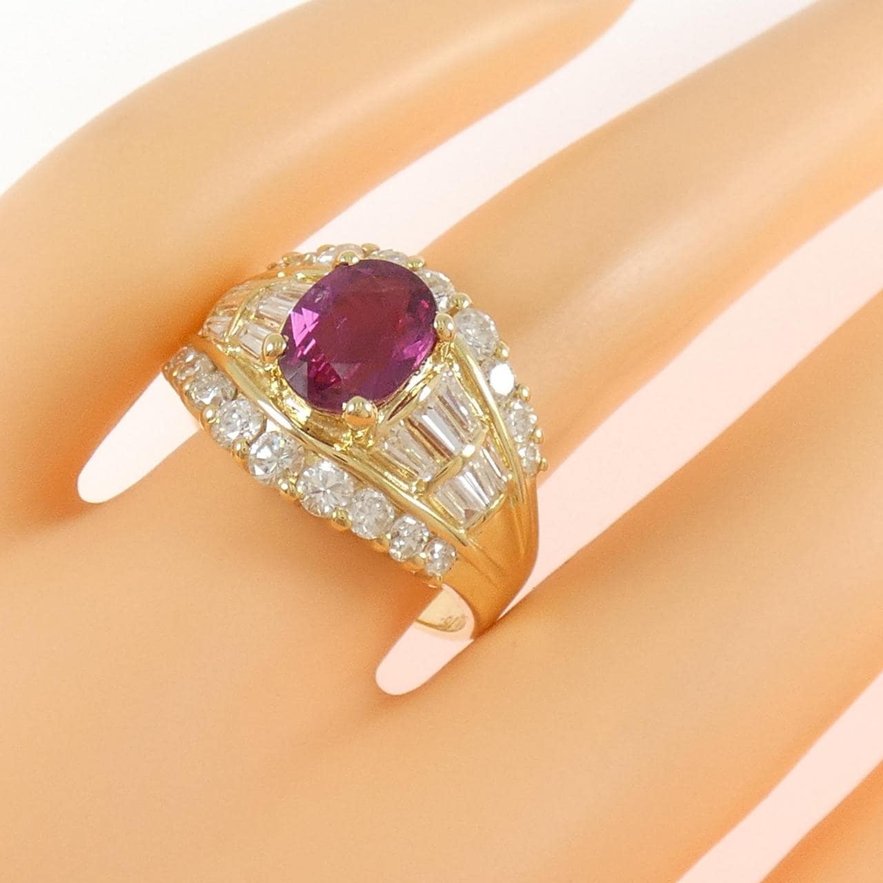 K18YG ルビー リング 2.16CT