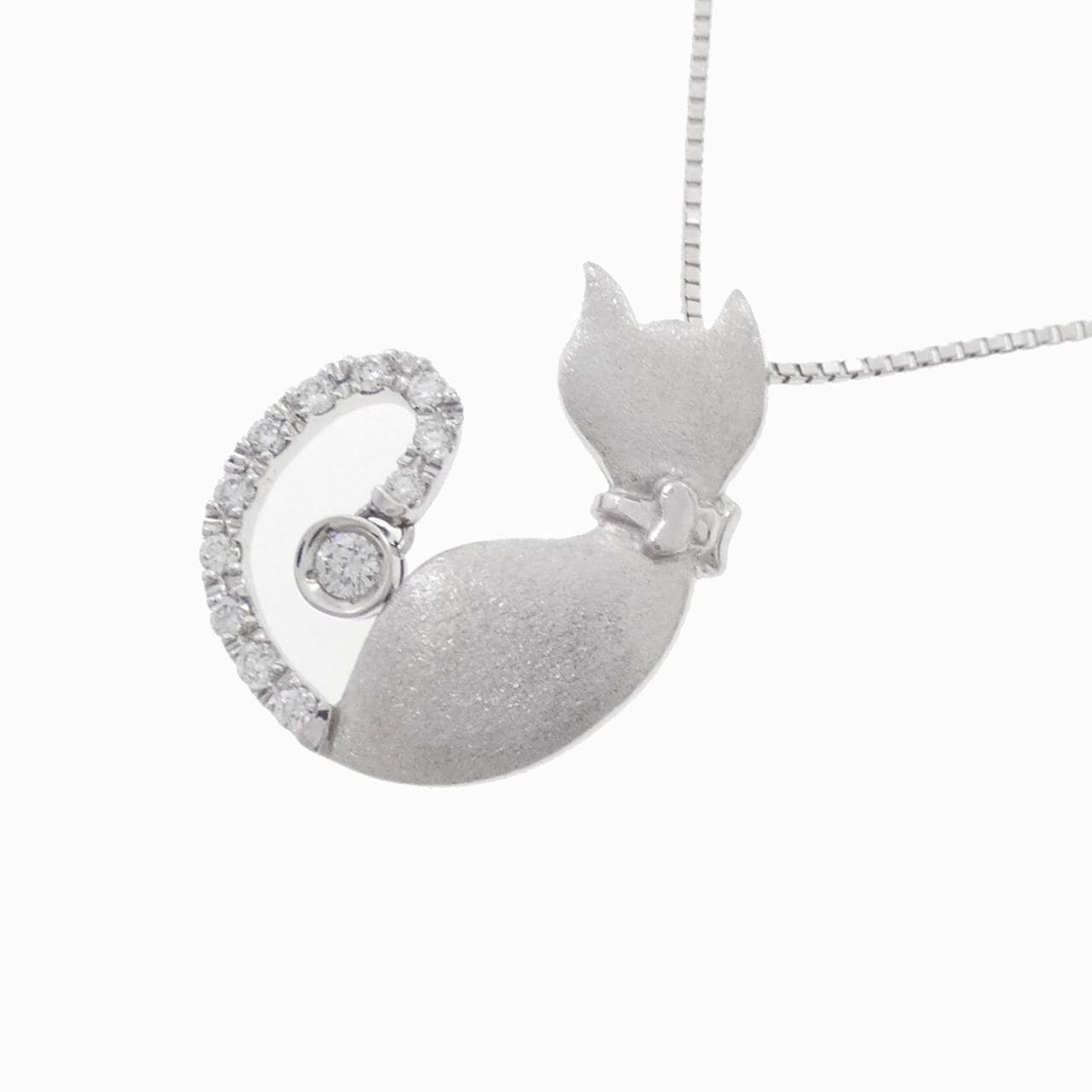 K18WG Cat Diamond Necklace 0.13CT