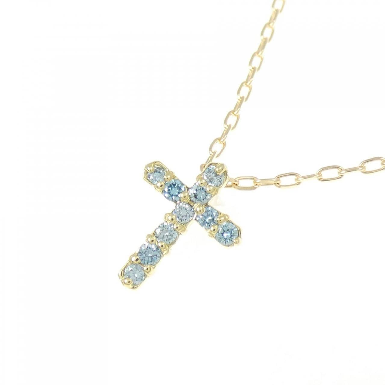 K18YG クロス ダイヤモンド ネックレス 0.1CT