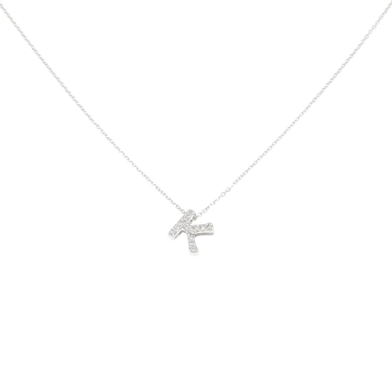 K18WG イニシャルK ダイヤモンド ネックレス 0.09CT
