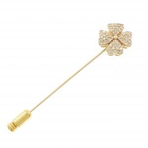 K18YG クローバー パヴェ ダイヤモンド ブローチ 0.50CT