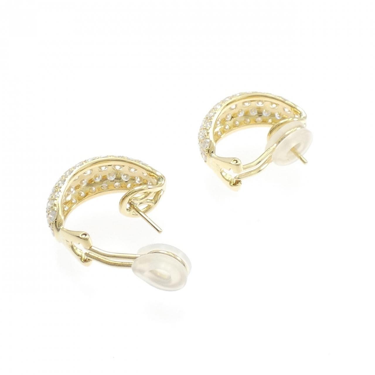 K18YG パヴェ ダイヤモンド ピアス 3.20CT