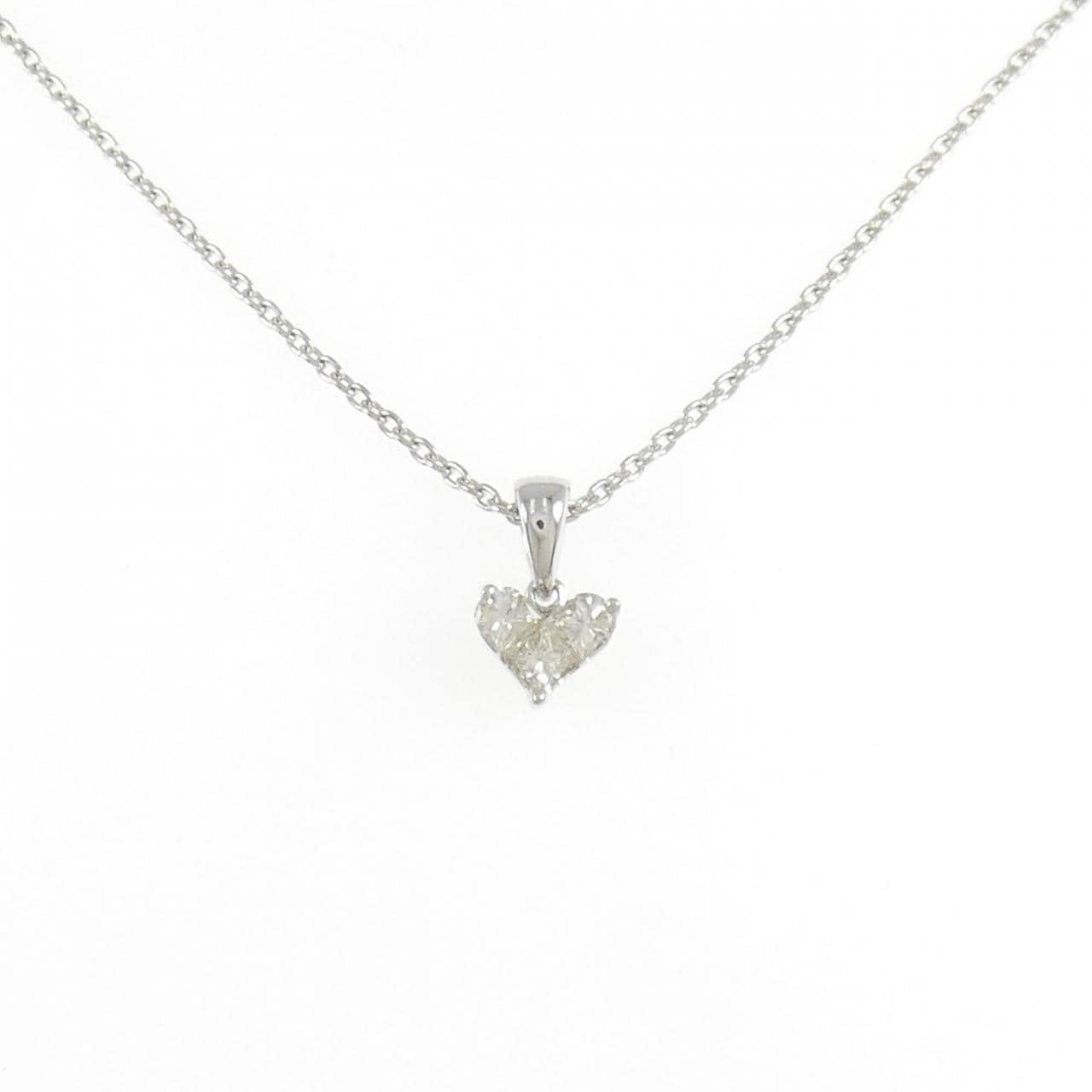K18WG ハート ダイヤモンド ネックレス 0.30CT