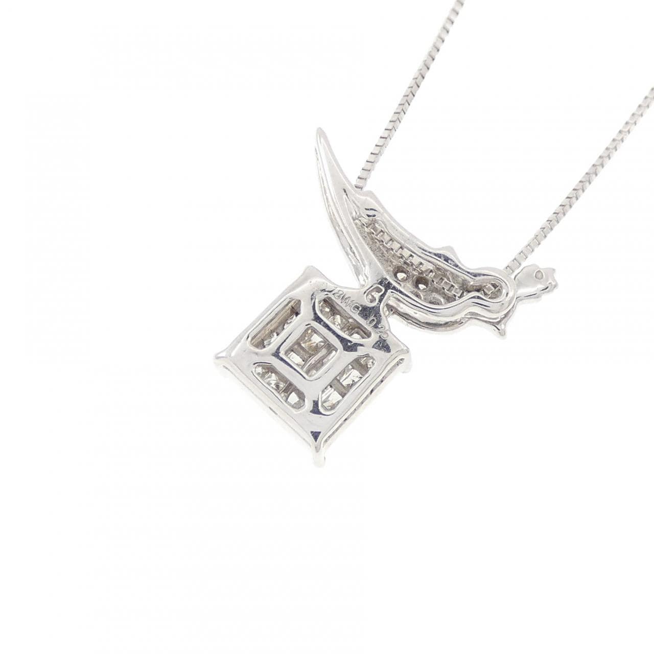 K18WG バード ダイヤモンド ネックレス 0.25CT