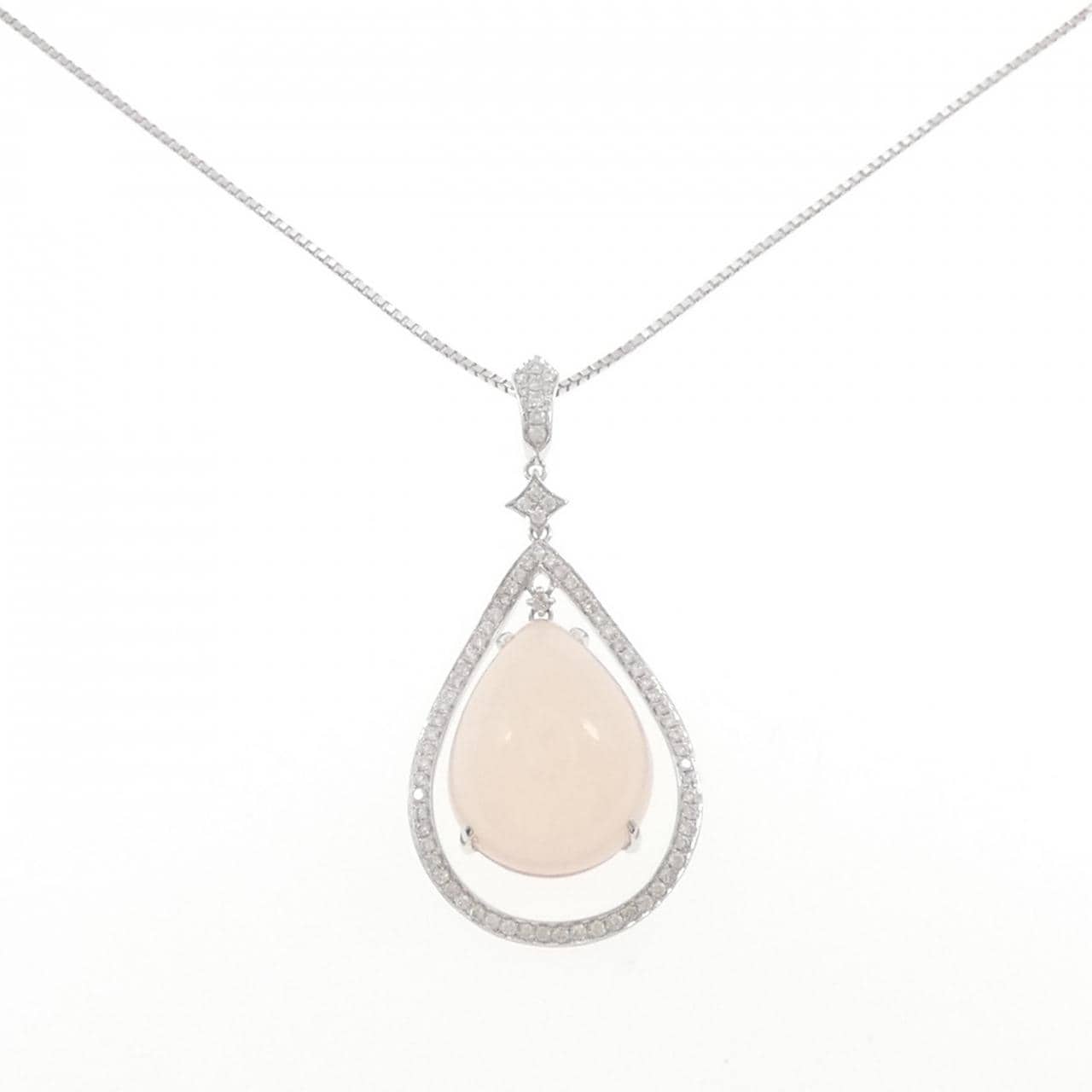 K18WG ローズクオーツ ネックレス 20.50CT