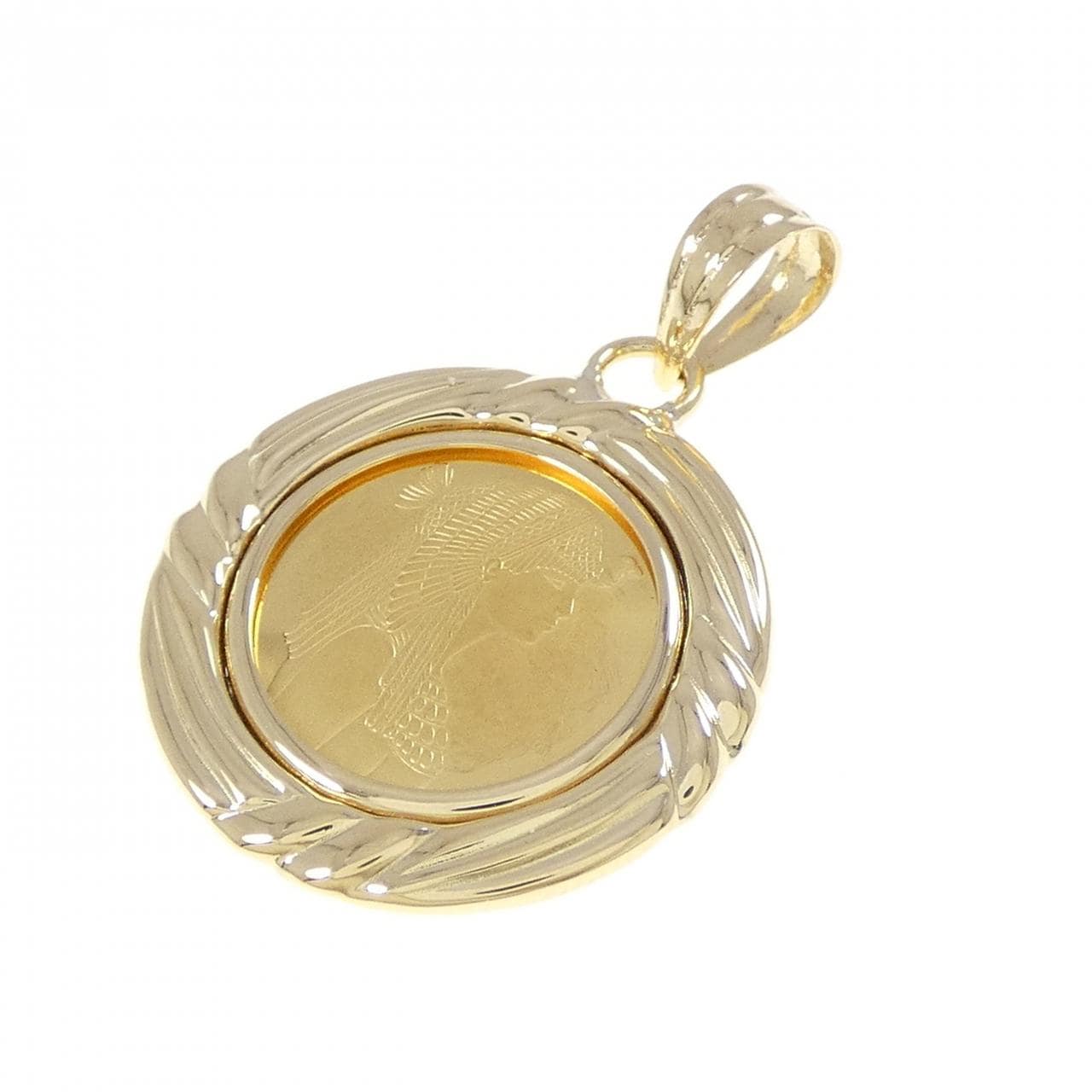 K18YG (frame) coin pendant