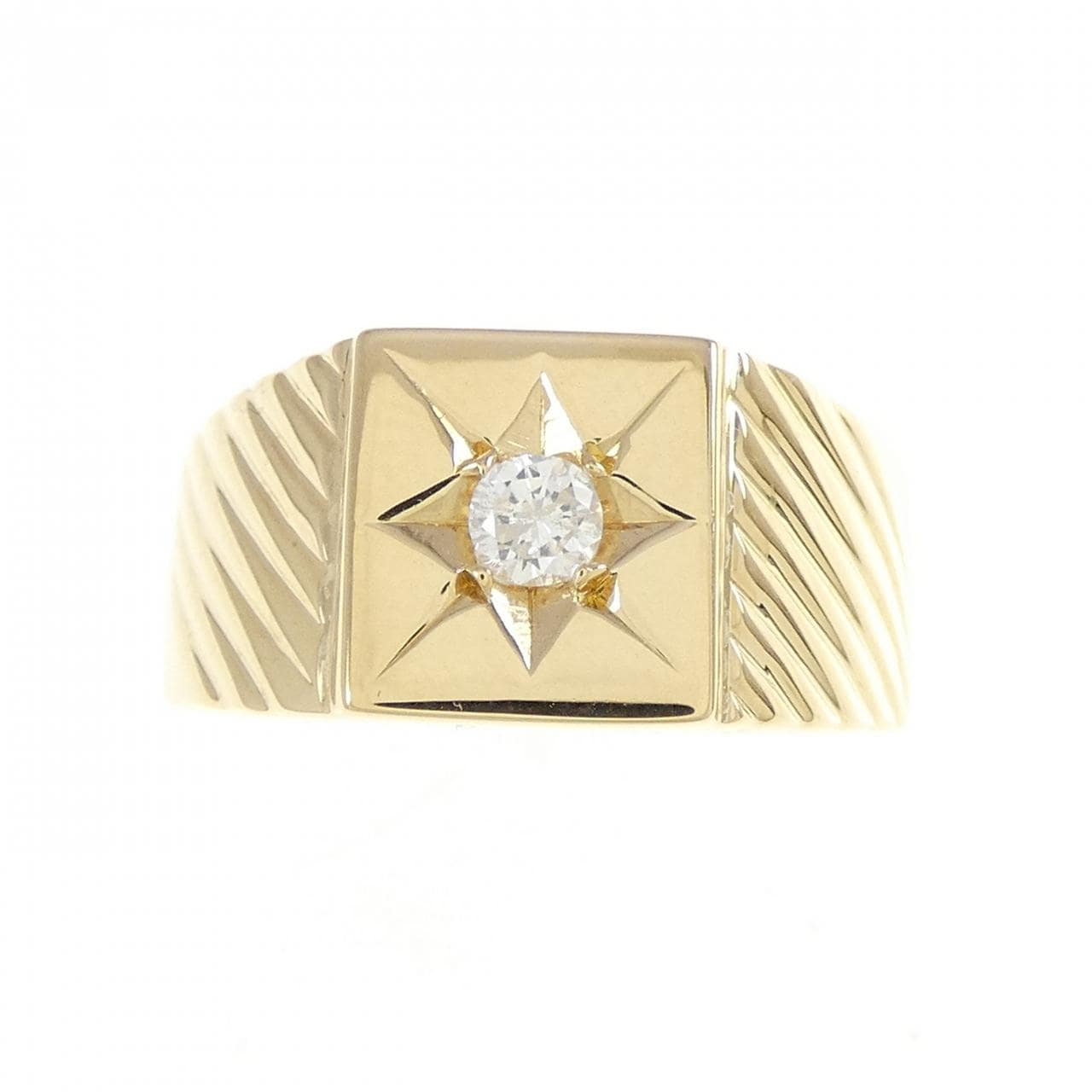 K18YG 印台 ダイヤモンド リング 0.15CT