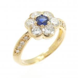 K18YG フラワー サファイヤ リング 0.21CT