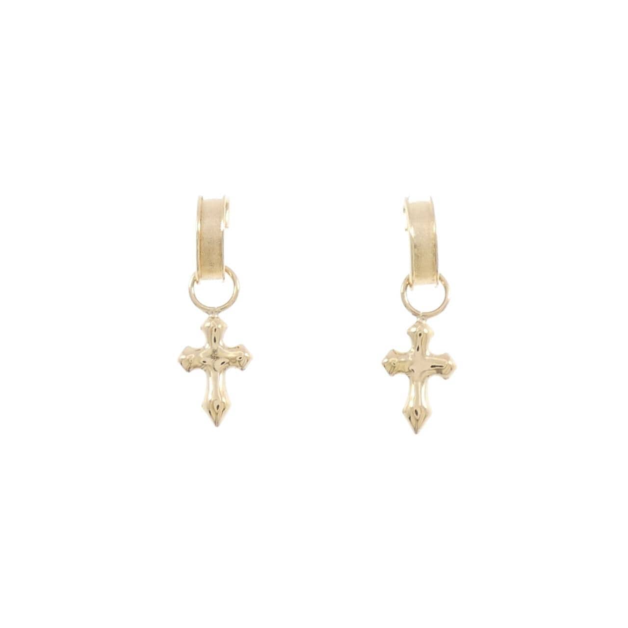K18YG cross earrings