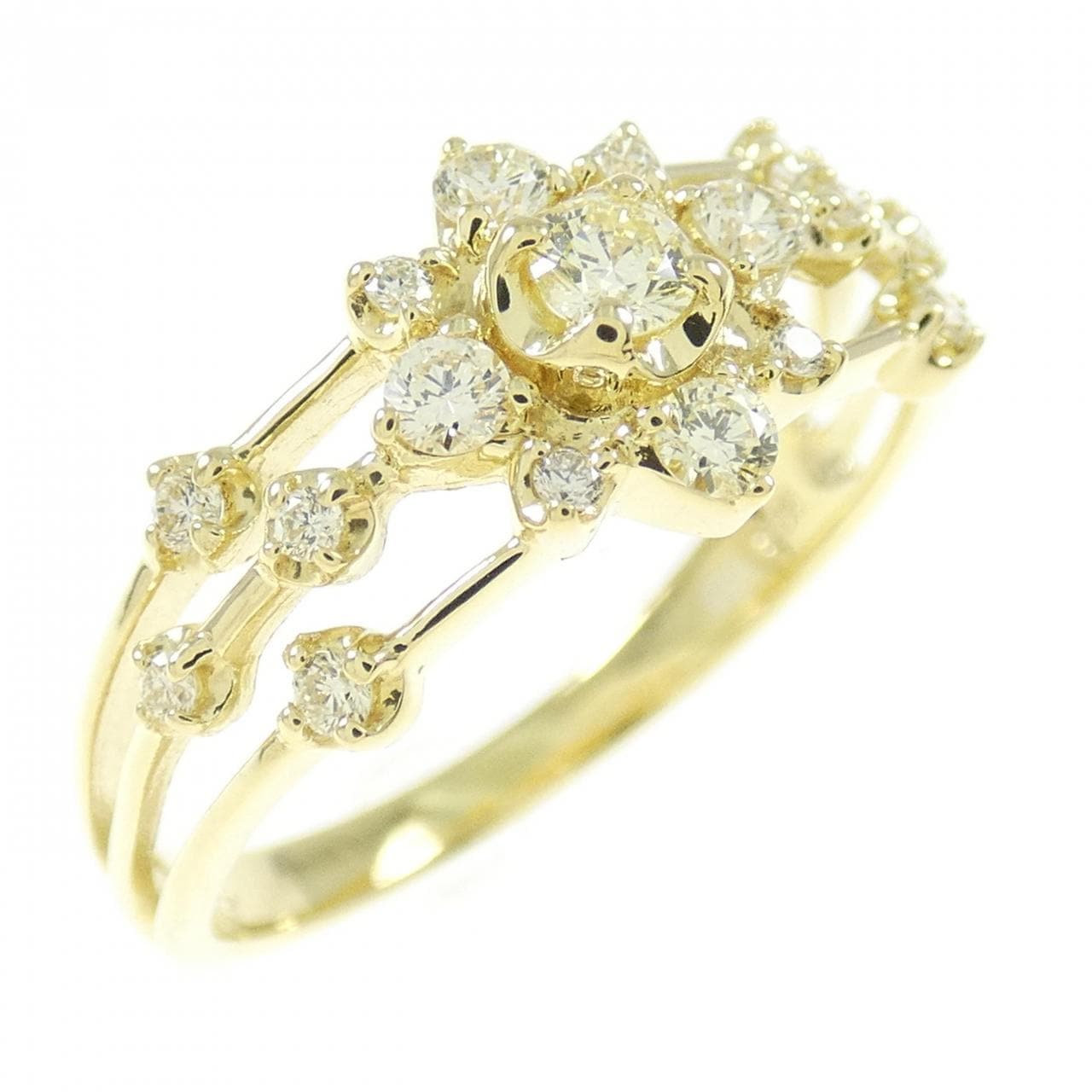 K18YG花朵钻石戒指0.30CT