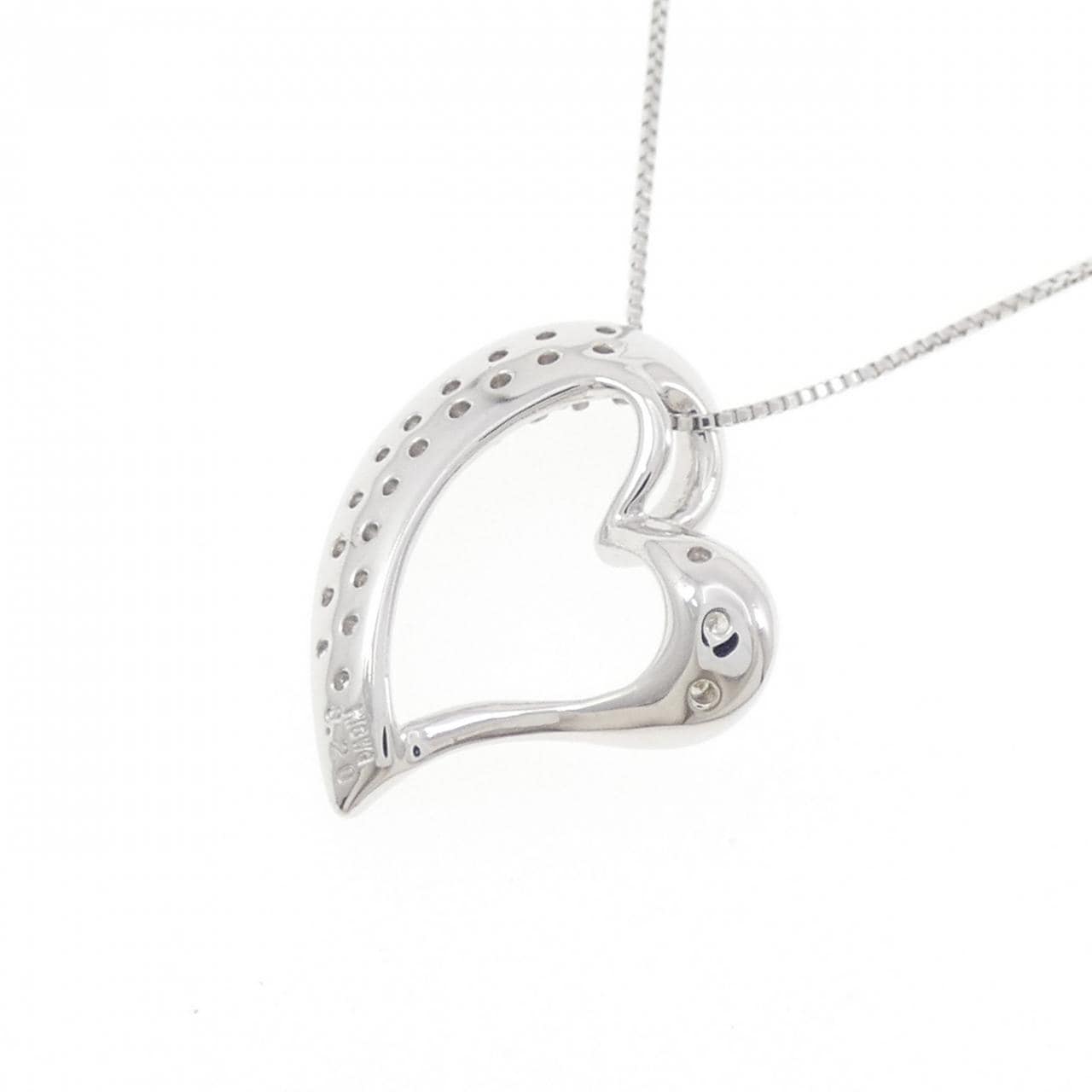 K18WG ハート ダイヤモンド ネックレス 0.20CT