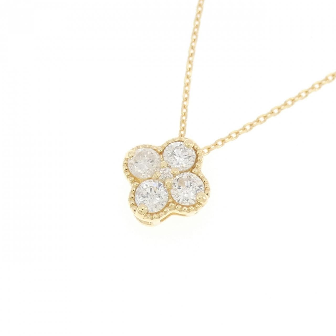 K18YG フラワー ダイヤモンド ネックレス 0.33CT