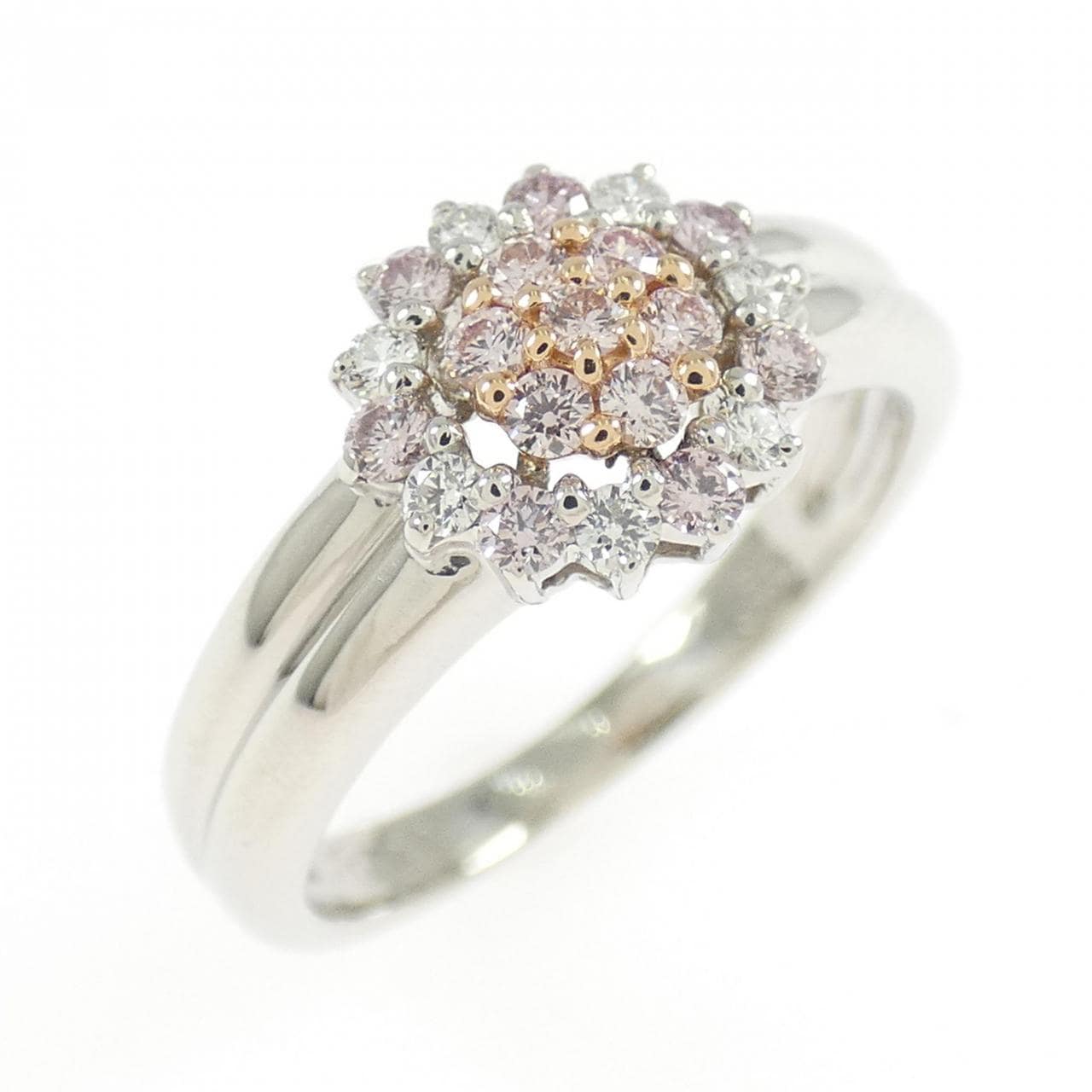 PT900/K18PG花朵鑽石戒指0.20CT