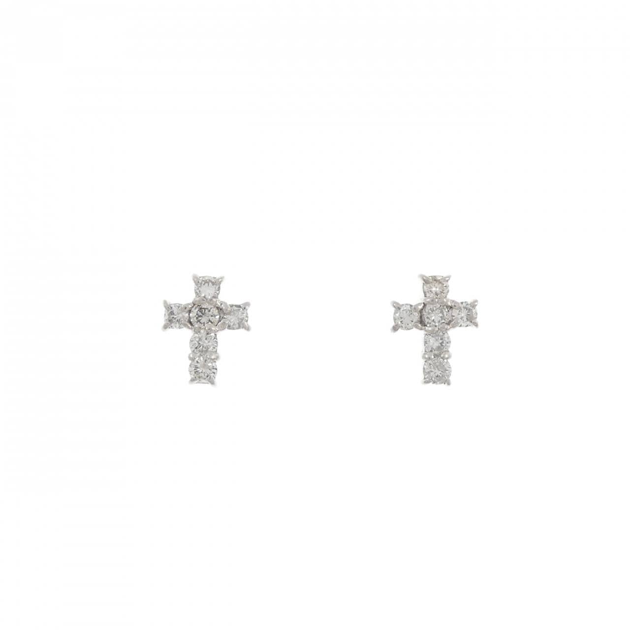 PT900 クロス ダイヤモンド ピアス 0.24CT