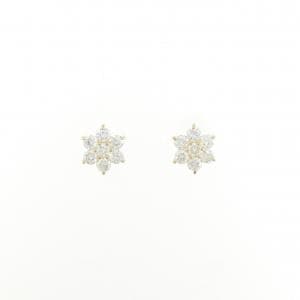 【リメイク】K18YG フラワー ダイヤモンド ピアス 0.60CT